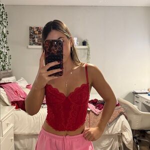 Red Lace Camisole Top